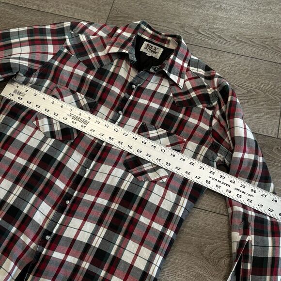 Vintage Ely Cattleman Men’s Medium Insulated Flannel Red/Black Plaid Pearl Snap - Picture 6 of 9